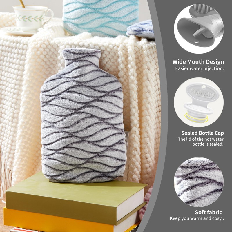 samply 2L Hot Water Bottle with Soft Cover - Hot