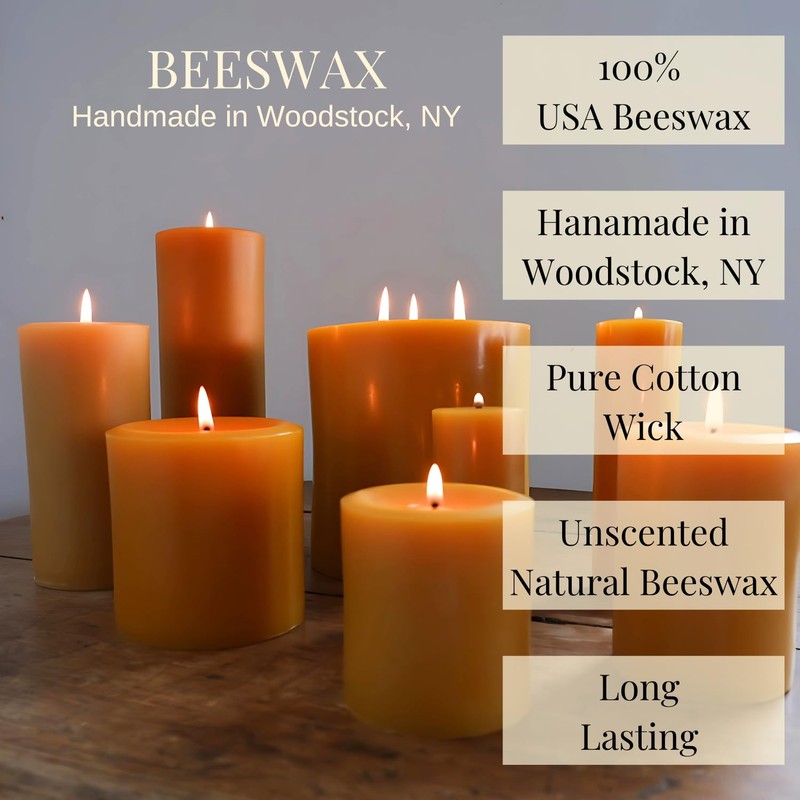 Candlestock 100% USA Beeswax Pillar Candle – Handmade in Woodstock,
