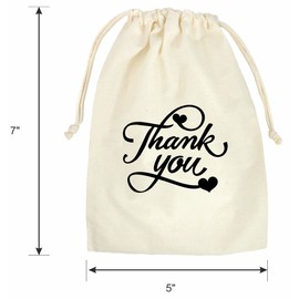 Weefair Thank You Favor Bags | Recovery Kit Cotton Drawstring Bags, Bachelorette Party Hangover Wedding Set of 10 Natural Cream White, 5 x 7 Inches (WFR_HKIT_TNKU21)