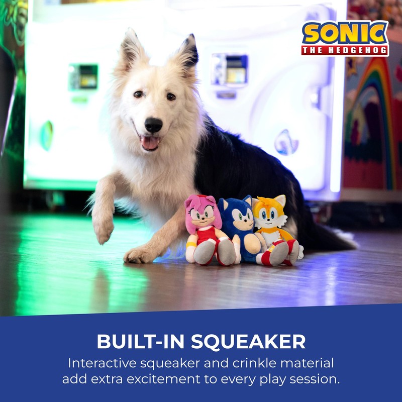 Multipet Sonic Tails Plush Dog Toy, 9-inch