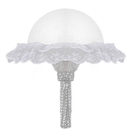 Aynaxcol White Lace Handle Bouquet Holder Bouquet Holder Foam Floral Handle Wedding Bridal Bouquet Holder DIY Floral Fresh Artificial Flower Holder