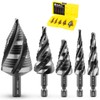 KAKILFOB Four Spiral Flute Step Drill Bit Set, 5 Pieces