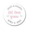 Let Love Grow Stickers, Wedding Favor Stickers, Greenery Theme, Round
