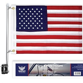 WATSY - American USA Boat Flag With Pole Kit 12" x 18" Cabin Waterproof Embroidered Marine & Golf Cart Flags (USA BOAT FLAG KIT)