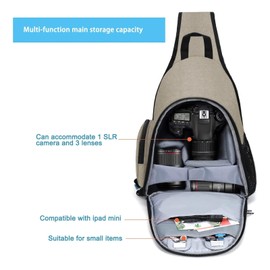 MOSISO Camera Bag Sling Backpack, DSLR/SLR/Mirrorless Full Open Camera Case with Tripod Holder&Rain Cover&Modular Insert, Photography Backpack Compatible with Canon/Nikon/Sony/Fuji, Khaki