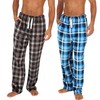 INSIGNIA 2 Pack Mens Fleece Check Pyjamas Lounge Pants Bottoms