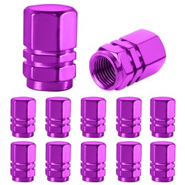 Wogomz 12 PCS Car Tire Valve Stem Caps, Corrosion Resistant Aluminum Tire Air Caps, Dustproof & Leakproof Vehicle Stem Covers, Universal for Car, SUV, Bike, Truck and Motorcycle(Purple)