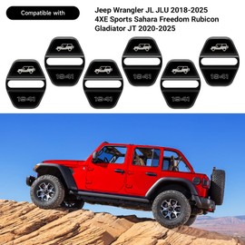 Stainless Steel 6PCS Door Lock Cover for Jeep Wrangler JL JLU 2018-2025 4XE Unlimited Sahara Sports Rubicon Gladiator JT Door Latch Lock Trim Cover Accessories (Stainless Steel Black)