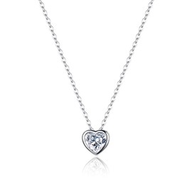 EVER FAITH 925 Sterling Silver Heart Choker Necklace, White CZ Forever Love Daily Tiny Pendant Necklaces Jewerly Gift for Women