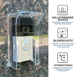 Video Doorbell Rain Protection, Doorbell Cover, Weather Protection, Anti-Glare Protection, Suitable for Ring Doorbells, Intercom, Socket and Code Lock Front Door (T)