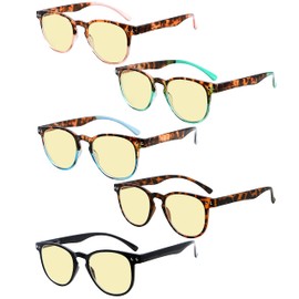 5-pack Blue Light Blocking Reading Glasses for Women Yellow Tinted