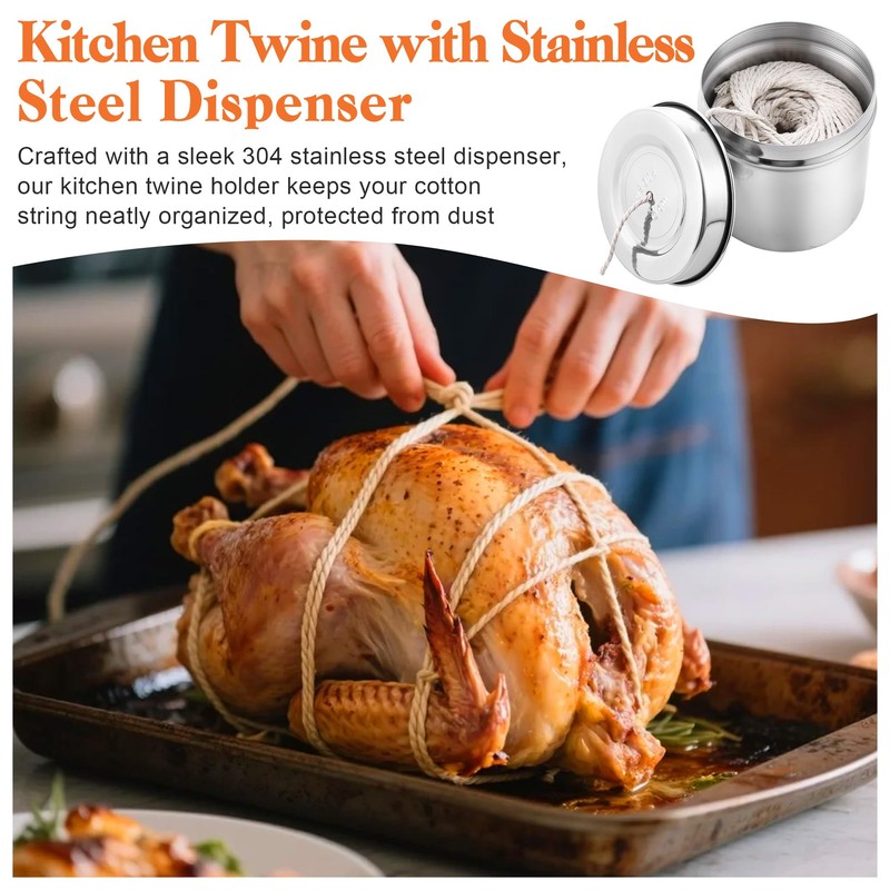 Kitchen Twine with with Stainless Steel Dispenser, 2 Pack 216FT