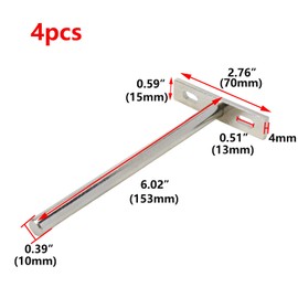 Antrader 4 Piece Floating Shelf Brackets, 6" Concealed Hidden Shelf Supports Decorative Shelf, Package Includes Screws and Wall Plugs（Silver）