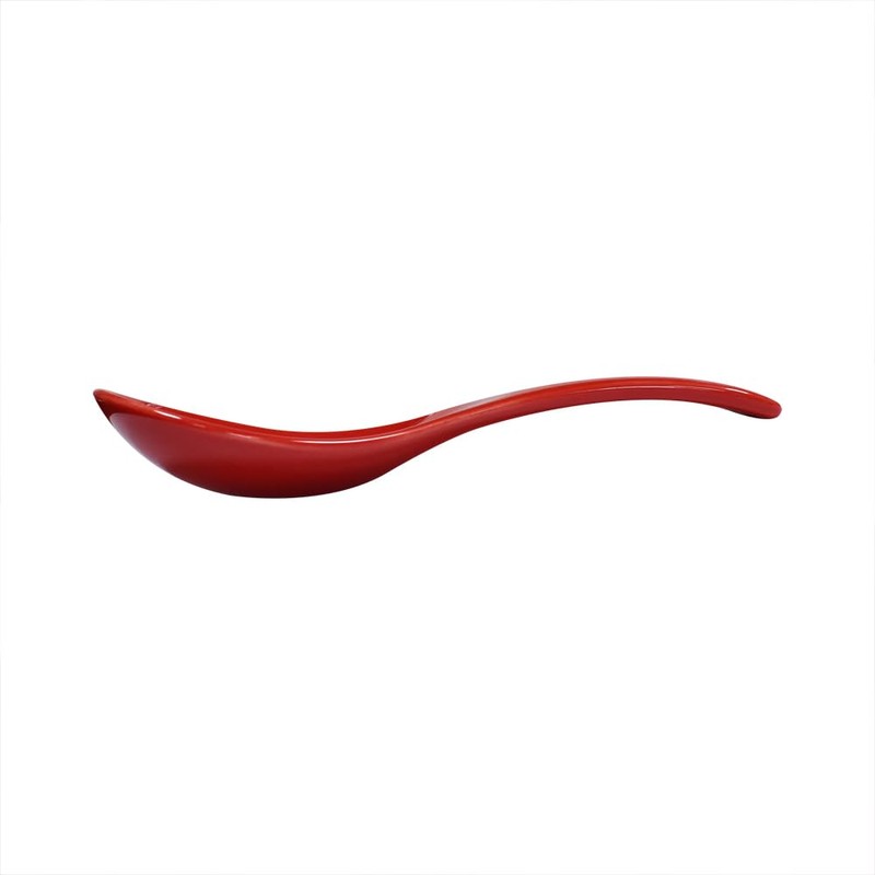 Xmomx 6 pcs Red Soup Spoon Round-Bottom Asia Porcelain Ceramic
