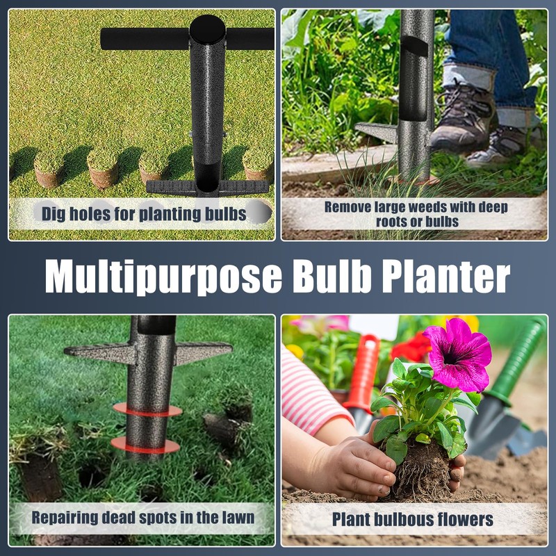 Bulb Planter Tool, 33.5 inch Long Handle Garden Sod Plugger