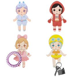 Gebaozhen 4PCS Cute Key Hooks for Wall Decor Cartoon Adhesive Wall Hooks for Kid Room Girl Bedroom Small Wall Hooks Hanging Keys Headband Hat Wallet Small Items