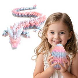 3D Printed Dragon,Dragon Eggs with Dragon Inside,Surprise Dragon Egg Toy,12'' Full Articulated Crystal 3D Dragon