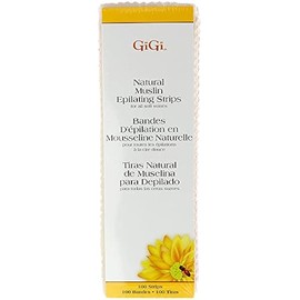 GiGi Waxing Strips for Hair Waxing/Hair Removal, Natural Muslin Epilating Strips for Body and Facial Hair - 100 Large Strips