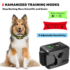 Dog Bark Collar, CMUBH Bark Collar for Large Dog, Rechargeable Anti Bark Collar for Medium Small Dogs with 5 Adjustable Sensitivity and Intensity Beep Vibration