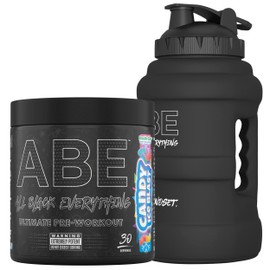 Applied Nutrition Bundle ABE Pre Workout 375g + JUG 2.5 LT Matt Black | All Black Everything Pre Workout Powder, Energy & Physical Performance with Creatine, Beta Alanine (Candy Ice Blast)