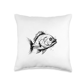 Angel Fishing, lustige Sprüche Carp Fish Comic Art Design for Men Women Children Throw Pillow, 16x16, Multicolor