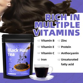 VAEYAE 20 Pcs Natural Black Hair Tea to Support Healthy Growth & Nourish Scalp, Five Plants Black Rice Sesame Goji Berries Mulberry for Men & Women Hair Thickning and Darkening