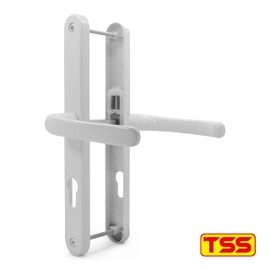 TSS UPVC Door Handles Set - Lever/Lever - 70mm PZ (Centres) - 240mm Screw to Screw - Backplate 270mm X 32mm - UPVC Door Handle - Replacement UPVC Door Handles - PVC Door Handle (White)