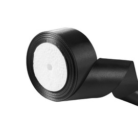 Christmas Satin Ribbon Polyester Ribbons for DIY Crafts Wedding Hair Bow Wreath Party Favors (1.6 Inch Wide) (Black)