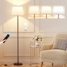 Raexpectis 【Upgraded Floor Lamps for Living Room, Modern Floor Lamp with Remote Control, Dimmable Colors Temperature Standing Lamp Foot Switch, 9W Bulb Tall Lamps for Bedroom Office Kid Room - Brown