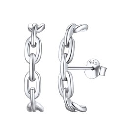 ChicSilver Women's 925 Silver C Stud Earrings Gold/Silver Wrap Ear Lobe Stud Women Ladies Cartilage Earrings Zirconia / Shiny Gifts for Mother's Day Birthday