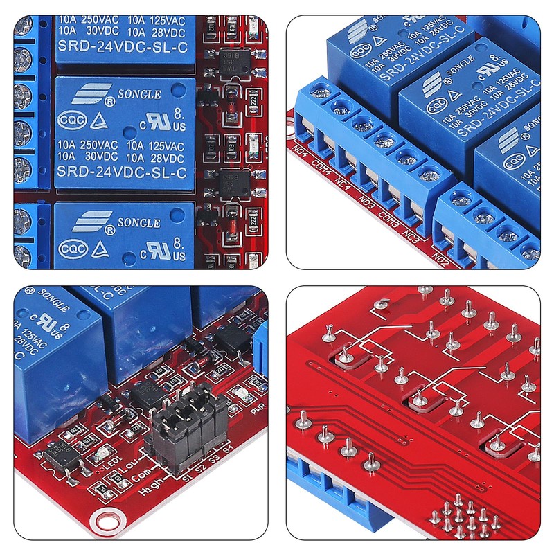 DWEII 4pack 4 Channel 24V Relay Module with Optocoupler High