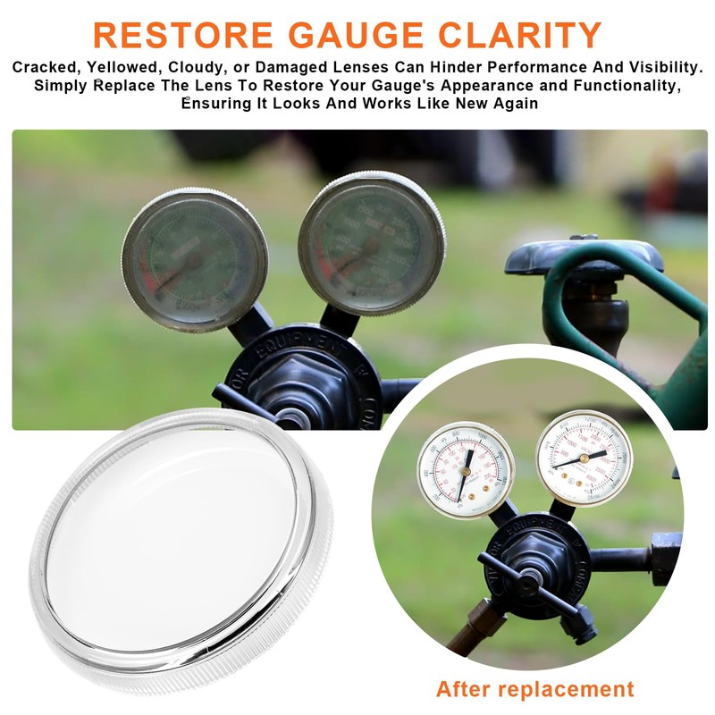 2" Clear Replacement Regulator Gauge Lens/Cover – Durable 1/4 Turn