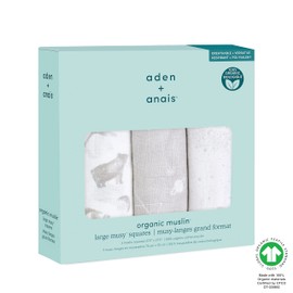 aden + anais Musy Squares - map the stars, Pack of 3 | Large 100% organic cotton muslin Muslin Cloth | Soft & Lightweight Unisex Baby Essentials | Cloths for Newborn Girls & Boys | Ideal