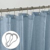KOUFALL Stone Blue Waterproof Linen Fabric Shower Curtain for Bathroom