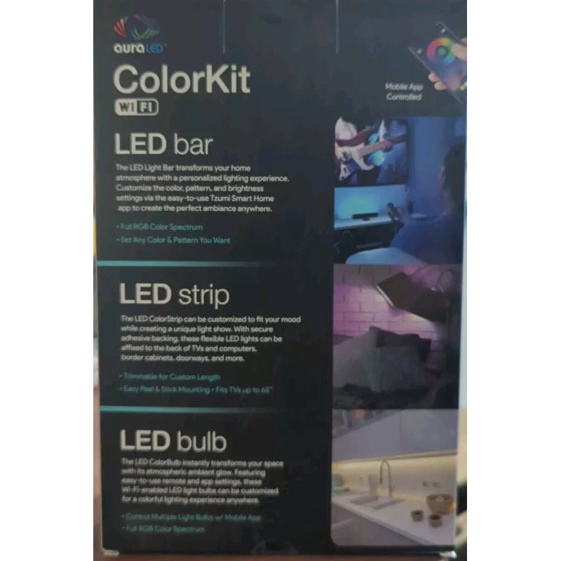 AuraLED Color Kit Wifi LED Light Bar, Bulb & Strip