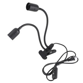 Table Lamp Holder E27/E26 Black Double Headed 360 Degree Adjustable Durable Material Clip Lamp Holder 100‑240VUS Plug