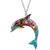 BONSNY Ocean Collection “BLUE” Statement Enamel Alloy Dolphin Necklace Pendant