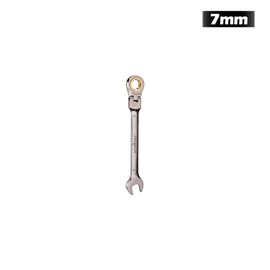 HORUSDY Flexible Head Ratchet Spanner, 7MM Metric Wrench Ratcheting Combination Wrenches 72-Teeth, Cr-V Constructe Nickel Plating (One Piece 7mm)