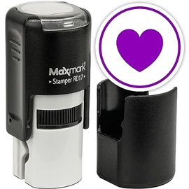MaxMark - Sello Emoji redondo personalizado con tinta de corazón, color morado