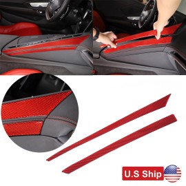 autopart2021 Red Carbon Fiber Center Console Right Side Trim Strip For Corvette C8 2020-25