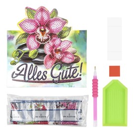 Ideen mit Herz Diamond Painting Stand Card | 370gsm | 16.3cm x 16cm | Includes Envelope & Tools (Orchids | Alles Gute te)