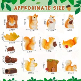 Maitys 14 Pcs Miniature Squirrel Fall Christmas Mini Figurine Garden Accessories Tiny Resin Squirrel Fairy Plastic Miniature Things Figurines for Outdoor Landscape Garden Lawn Pot(Novel Style)