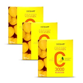 NANOWELL Pure Buffered Vitamin C 3000 mg per Serving, Dietary Supplement for Immune Support - 60 Sticks x 3 Boxes, 6 Months Supply (180 Count)