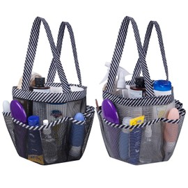 Attmu 2 Pack Mesh Shower Caddy Portable for College Dorm Room Essentials with 8 Pockets, Hanging Shower Caddy Basket Tote Bag Toiletry Accessories for Bathroom
