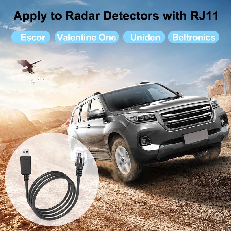 Radar Detector Cable, USB to RJ11 Plug Cable,for Escort Radenso