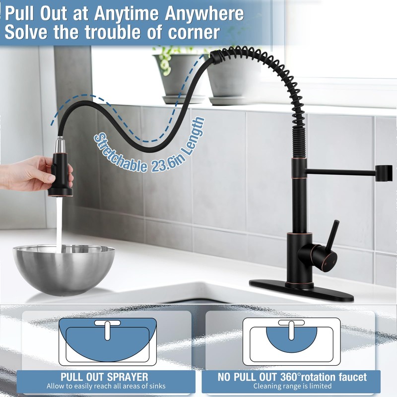 DJS Kitchen Faucets with Pull Down Sprayer Oil Rubbed Brozone