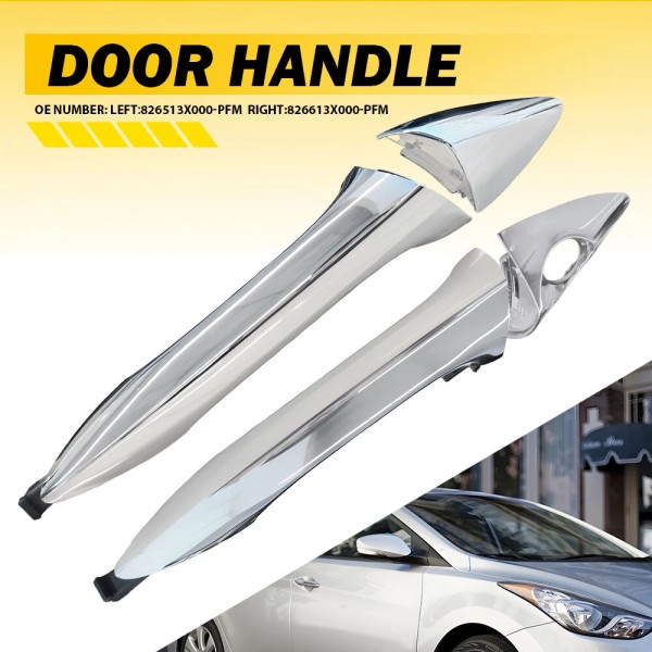 Unbranded Door Outside Handle Front Left & Right Side Chrome