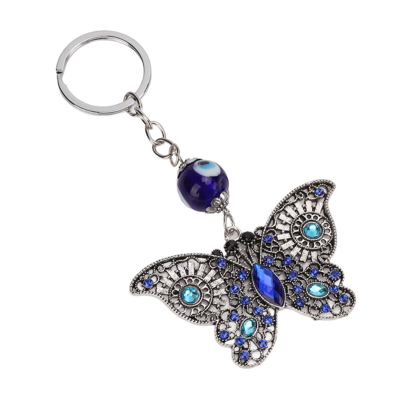 5Pcs Rhinestone Keychain Handcrafted Exquisite Beautiful Shiny Butterfly Shape Evil