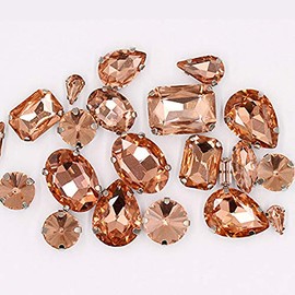 Sew on Rhinestones with Claws, Mixed Shapes Glass Rhinestones for Crafts, Costume, Shoes, Jewelry Making, Rings, Bracelets, Earrings, Necklaces, Belt(20 pcs),Light Red