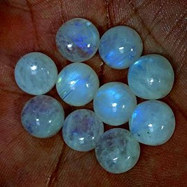 GovindStore 59.60Cts 100% Natural Rainbow Moonstone Round CABOCHON 11 MM Bulk LOT 10Pcs